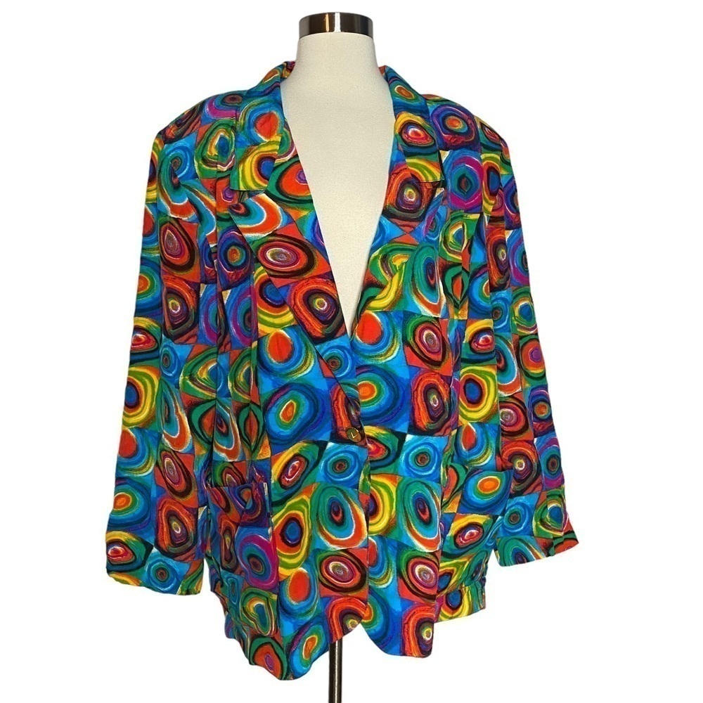 Vintage Brenda Goode Multicolored Circle Print Jacket XL